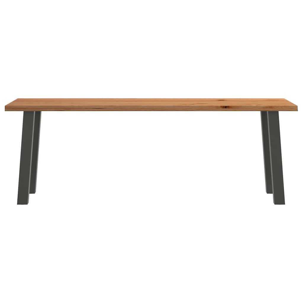 Eettafel met natuurlijke rand 220x80x74 cm massief eikenhout