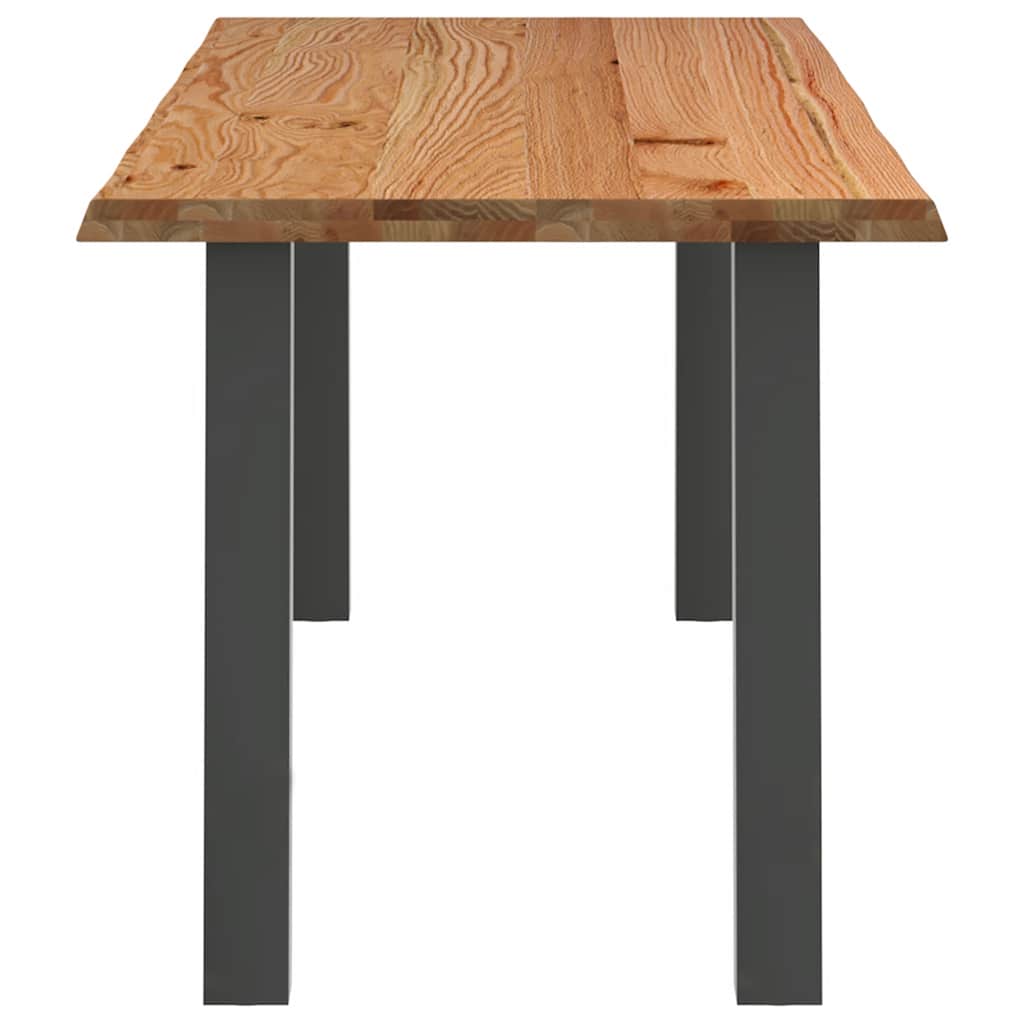Eettafel met natuurlijke rand 220x80x74 cm massief eikenhout
