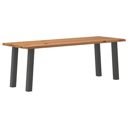 Eettafel met natuurlijke rand 220x80x74 cm massief eikenhout