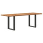 Eettafel met natuurlijke rand 220x80x74 cm massief eikenhout