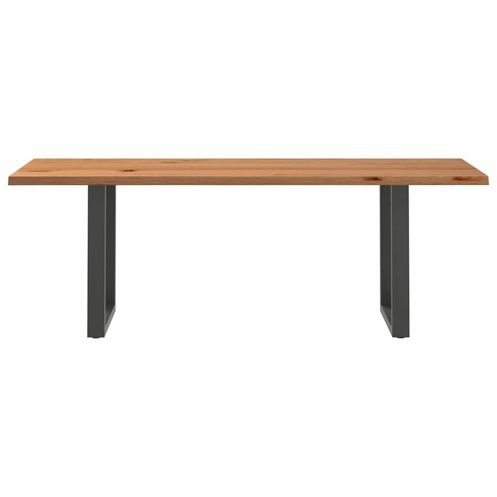 Eettafel met natuurlijke rand 220x80x74 cm massief eikenhout