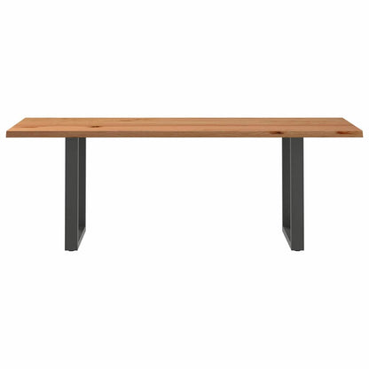 Eettafel met natuurlijke rand 220x80x74 cm massief eikenhout