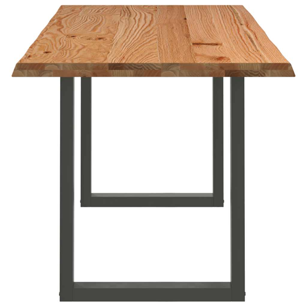 Eettafel met natuurlijke rand 220x80x74 cm massief eikenhout