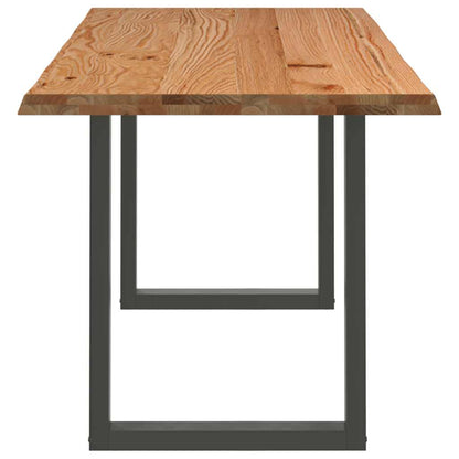 Eettafel met natuurlijke rand 220x80x74 cm massief eikenhout
