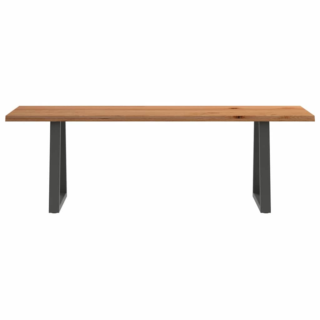Eettafel met natuurlijke rand 220x80x74 cm massief eikenhout