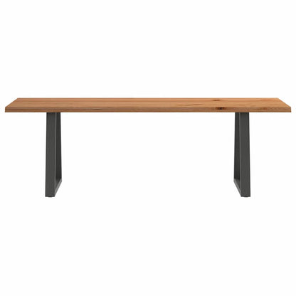 Eettafel met natuurlijke rand 220x80x74 cm massief eikenhout