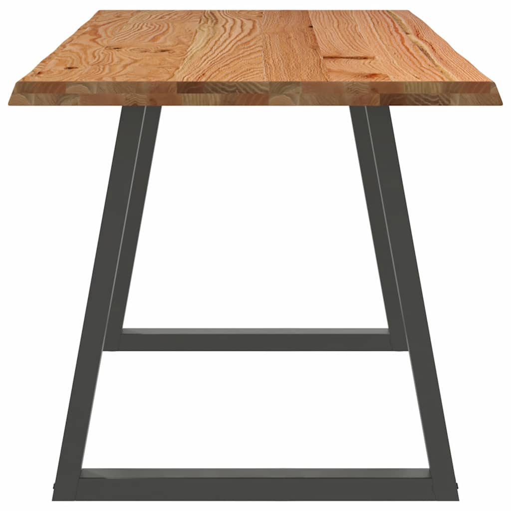Eettafel met natuurlijke rand 220x80x74 cm massief eikenhout