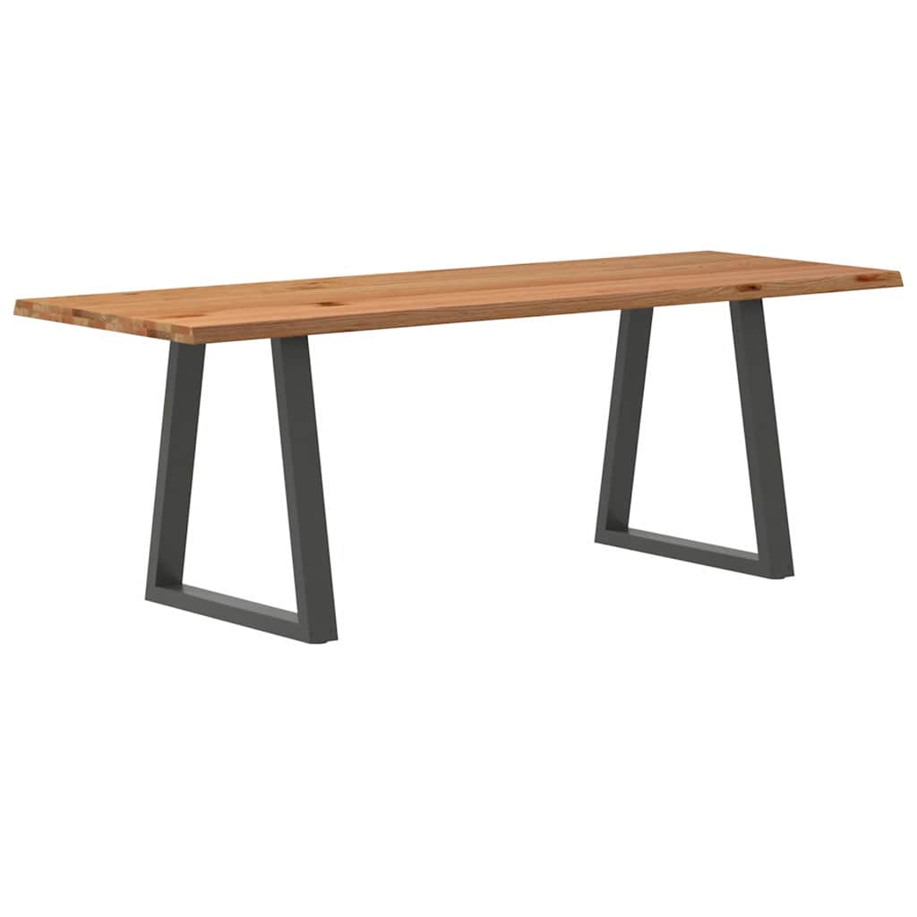 Eettafel met natuurlijke rand 220x80x74 cm massief eikenhout
