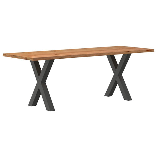 Eettafel met natuurlijke rand 220x80x74 cm massief eikenhout