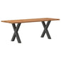 Eettafel met natuurlijke rand 220x80x74 cm massief eikenhout