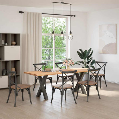 Eettafel met natuurlijke rand 220x80x74 cm massief eikenhout