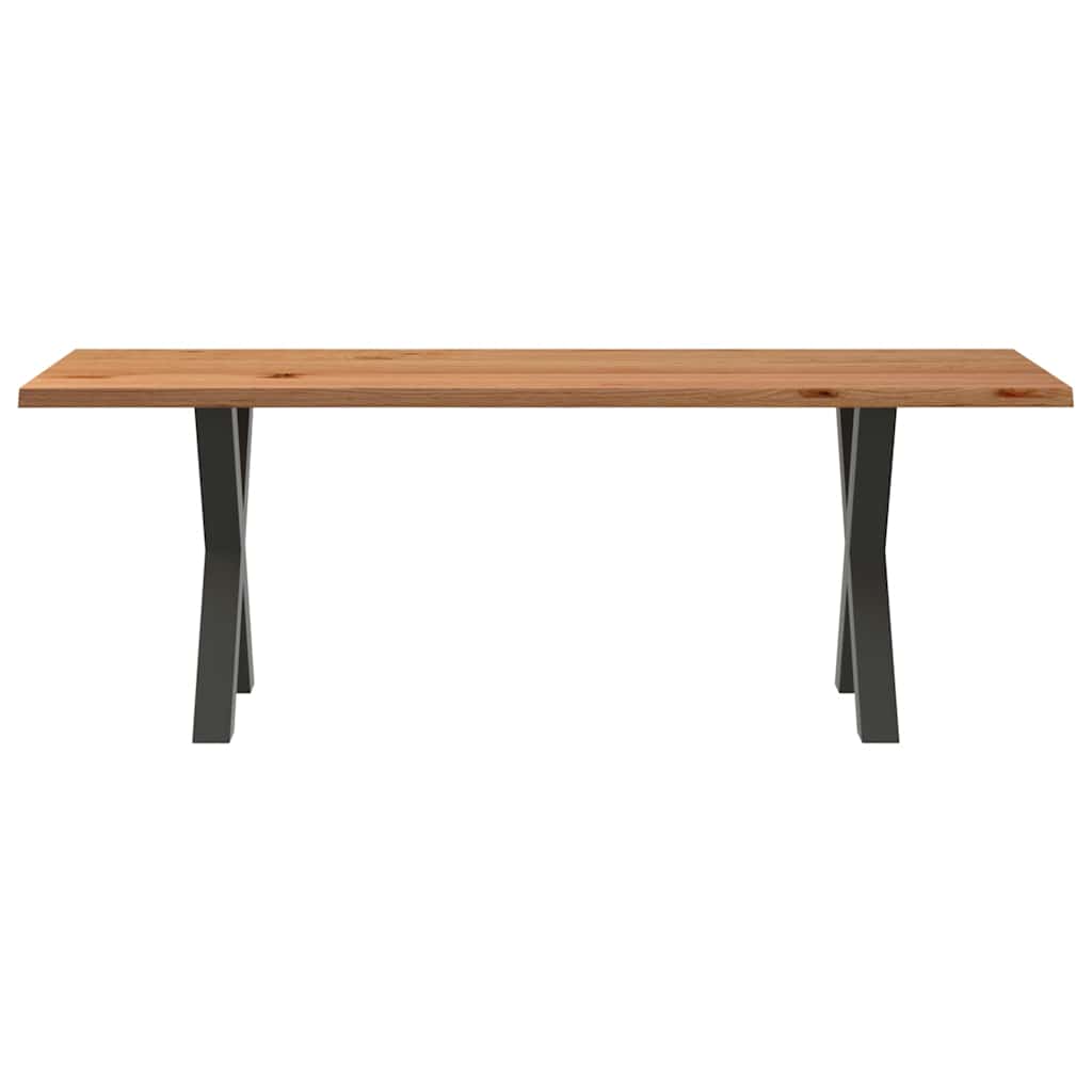 Eettafel met natuurlijke rand 220x80x74 cm massief eikenhout