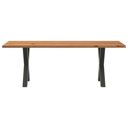 Eettafel met natuurlijke rand 220x80x74 cm massief eikenhout