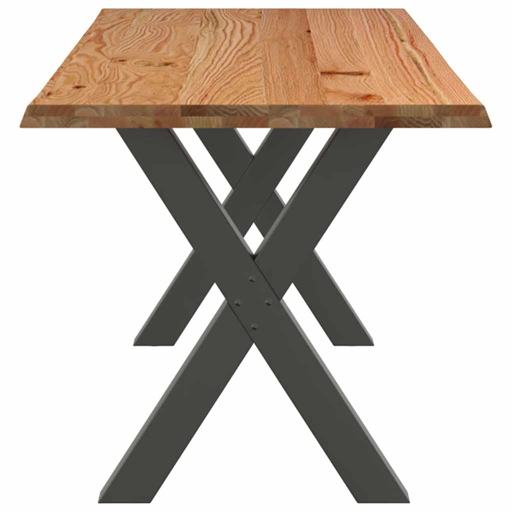 Eettafel met natuurlijke rand 220x80x74 cm massief eikenhout