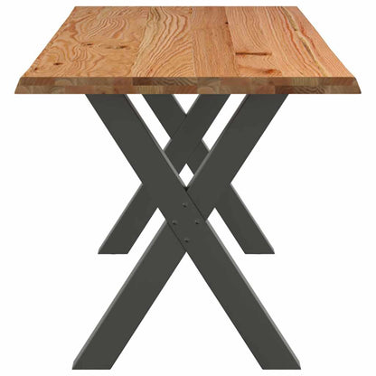 Eettafel met natuurlijke rand 220x80x74 cm massief eikenhout
