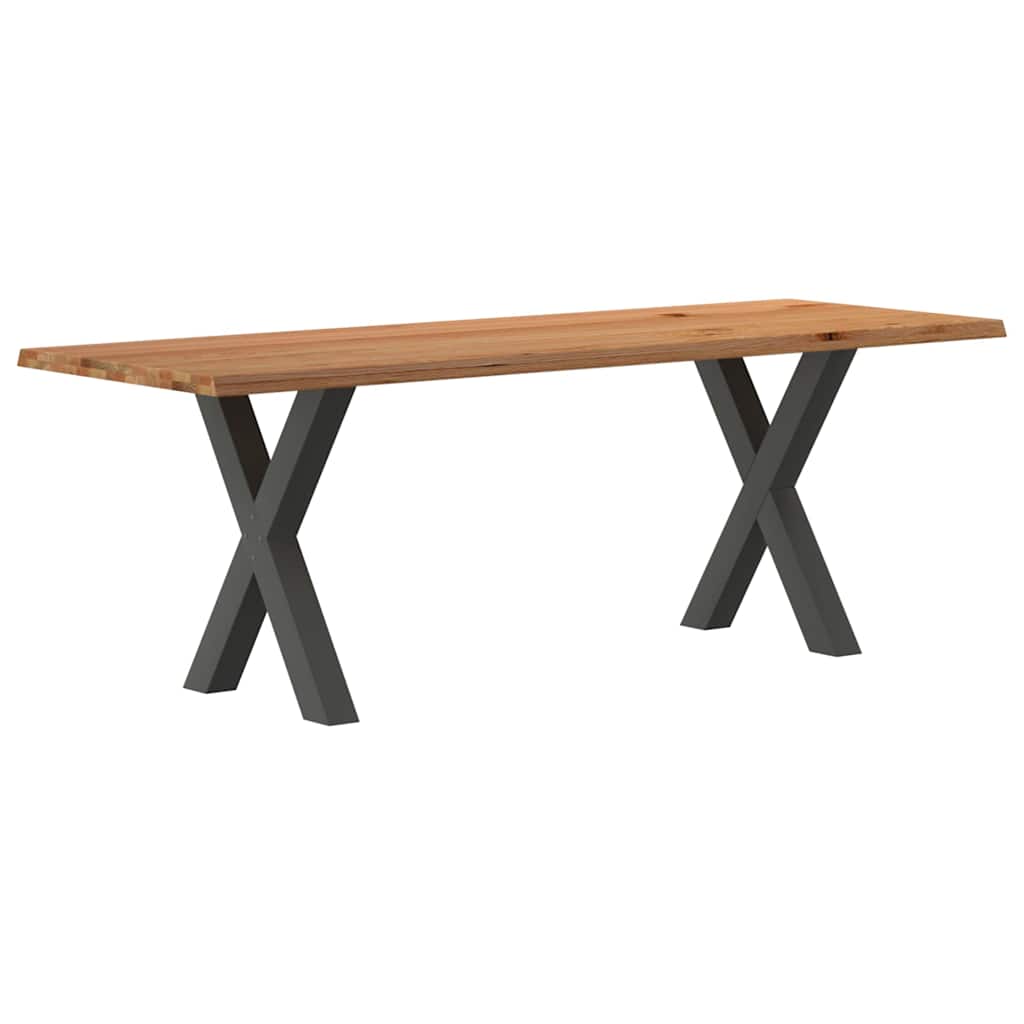 Eettafel met natuurlijke rand 220x80x74 cm massief eikenhout