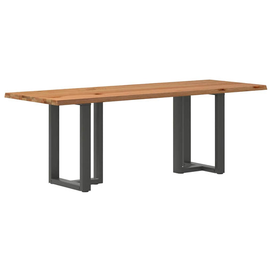 Eettafel met natuurlijke rand 220x80x74 cm massief eikenhout