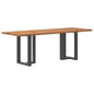 Eettafel met natuurlijke rand 220x80x74 cm massief eikenhout