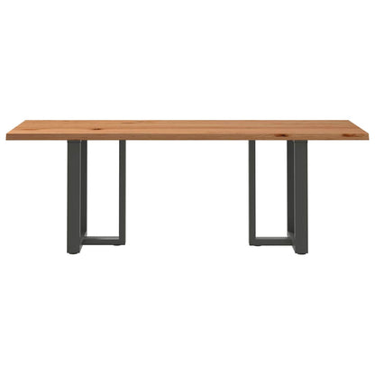 Eettafel met natuurlijke rand 220x80x74 cm massief eikenhout