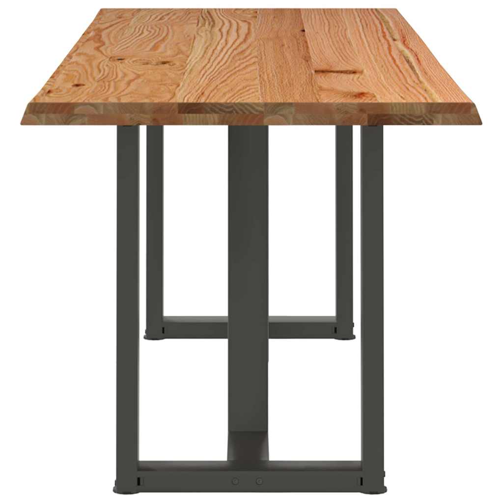Eettafel met natuurlijke rand 220x80x74 cm massief eikenhout