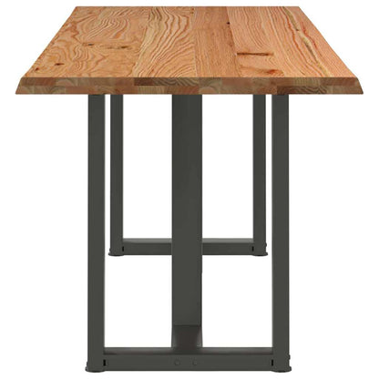 Eettafel met natuurlijke rand 220x80x74 cm massief eikenhout