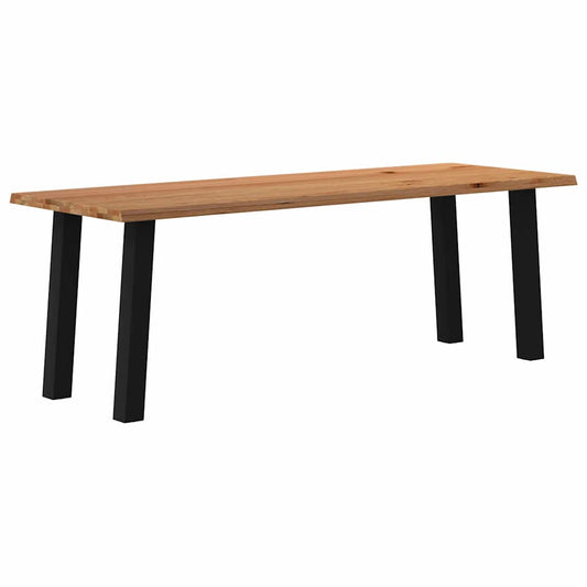Eettafel met natuurlijke rand 220x80x74 cm massief eikenhout
