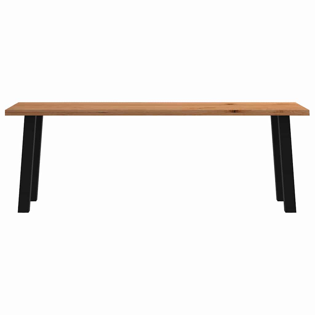 Eettafel met natuurlijke rand 220x80x74 cm massief eikenhout