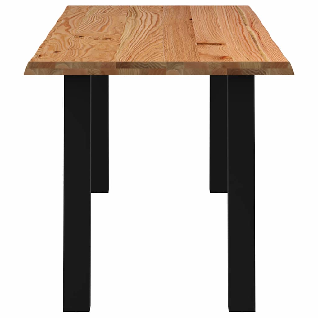 Eettafel met natuurlijke rand 220x80x74 cm massief eikenhout