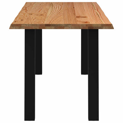 Eettafel met natuurlijke rand 220x80x74 cm massief eikenhout