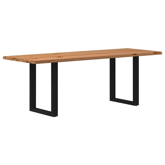 Eettafel met natuurlijke rand 220x80x74 cm massief eikenhout