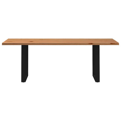 Eettafel met natuurlijke rand 220x80x74 cm massief eikenhout