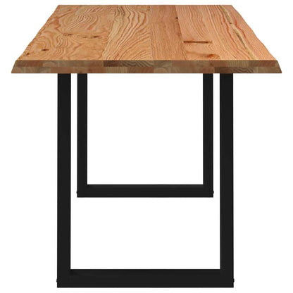 Eettafel met natuurlijke rand 220x80x74 cm massief eikenhout