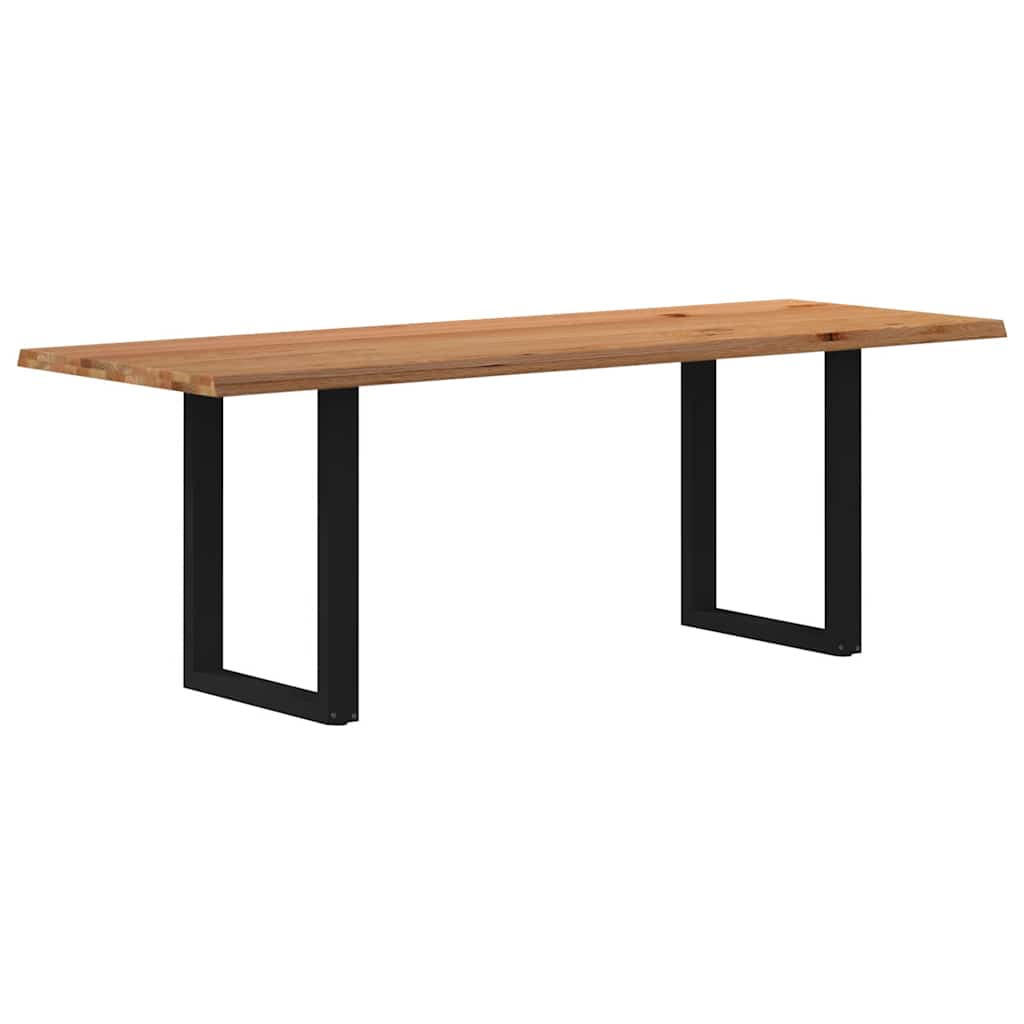 Eettafel met natuurlijke rand 220x80x74 cm massief eikenhout