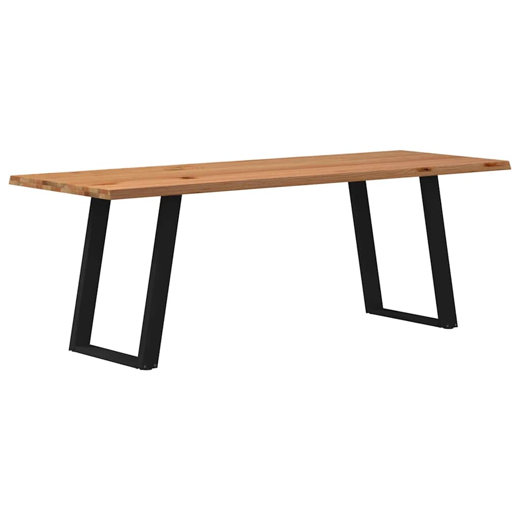 Eettafel met natuurlijke rand 220x80x74 cm massief eikenhout