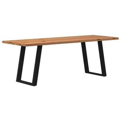 Eettafel met natuurlijke rand 220x80x74 cm massief eikenhout