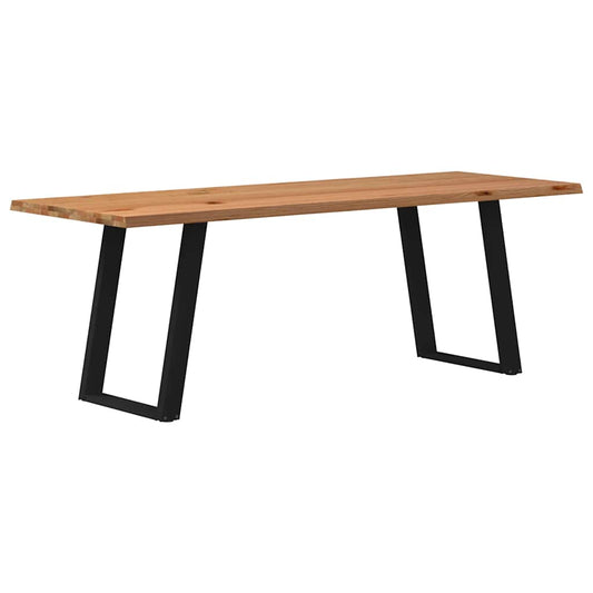 Eettafel met natuurlijke rand 220x80x74 cm massief eikenhout