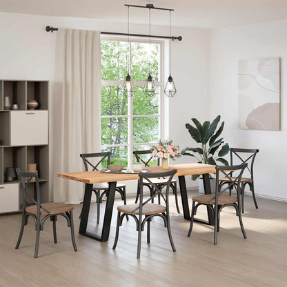 Eettafel met natuurlijke rand 220x80x74 cm massief eikenhout