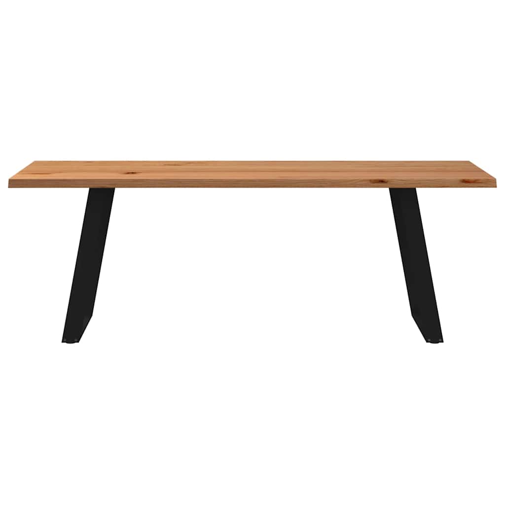 Eettafel met natuurlijke rand 220x80x74 cm massief eikenhout