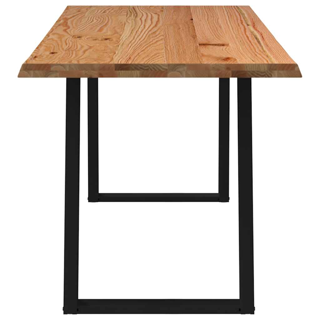 Eettafel met natuurlijke rand 220x80x74 cm massief eikenhout