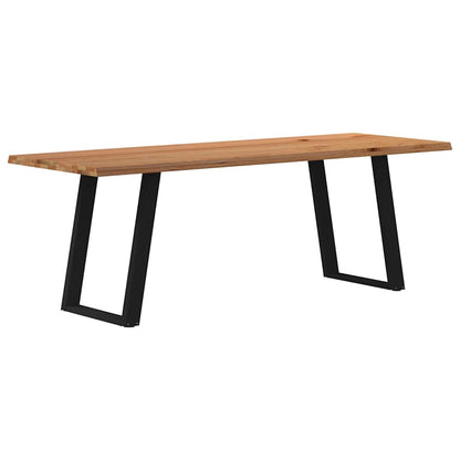 Eettafel met natuurlijke rand 220x80x74 cm massief eikenhout