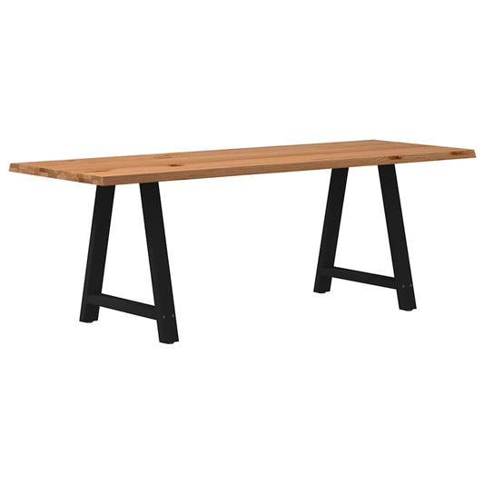 Eettafel met natuurlijke rand 220x80x74 cm massief eikenhout