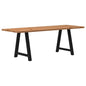 Eettafel met natuurlijke rand 220x80x74 cm massief eikenhout
