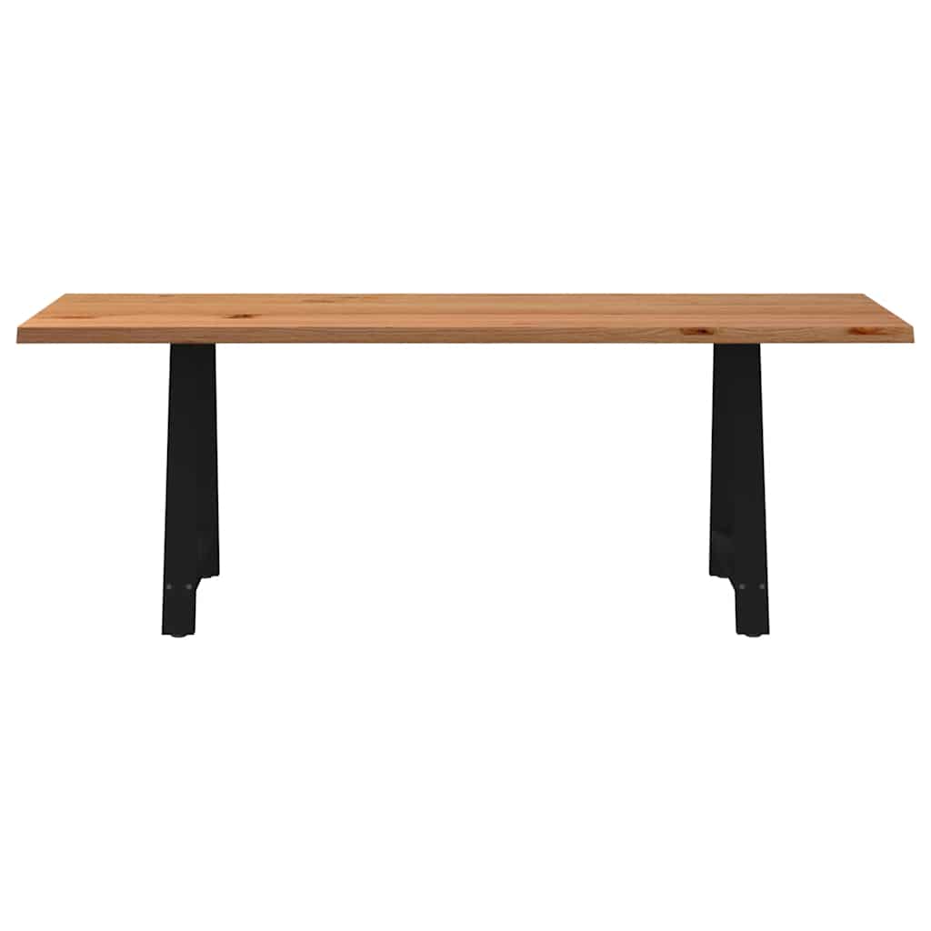 Eettafel met natuurlijke rand 220x80x74 cm massief eikenhout