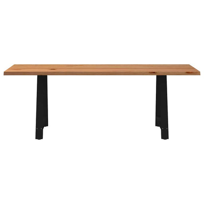 Eettafel met natuurlijke rand 220x80x74 cm massief eikenhout
