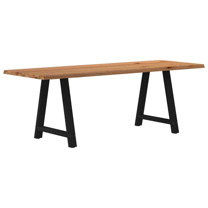 Eettafel met natuurlijke rand 220x80x74 cm massief eikenhout