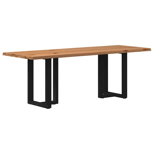 Eettafel met natuurlijke rand 220x80x74 cm massief eikenhout