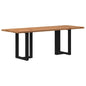 Eettafel met natuurlijke rand 220x80x74 cm massief eikenhout