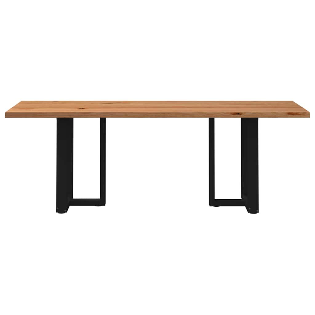 Eettafel met natuurlijke rand 220x80x74 cm massief eikenhout