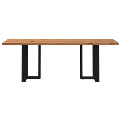 Eettafel met natuurlijke rand 220x80x74 cm massief eikenhout