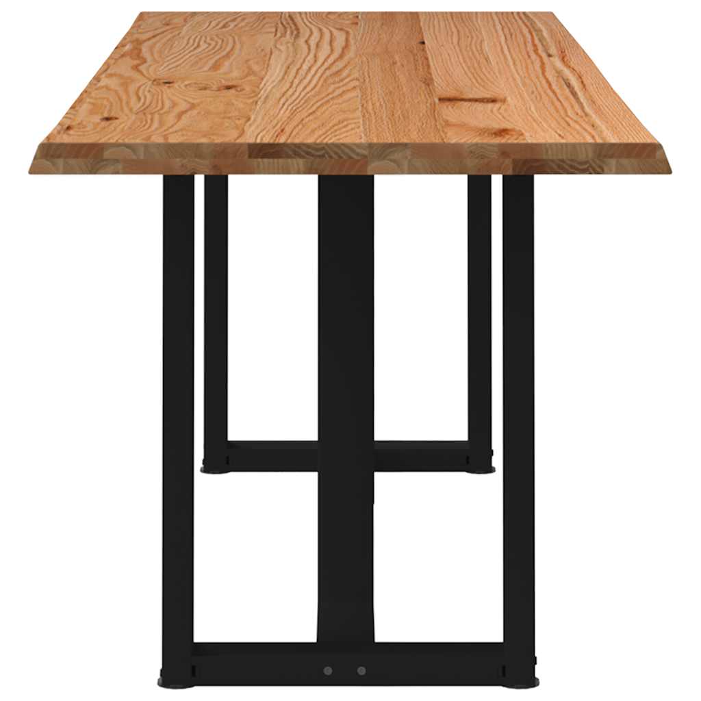 Eettafel met natuurlijke rand 220x80x74 cm massief eikenhout